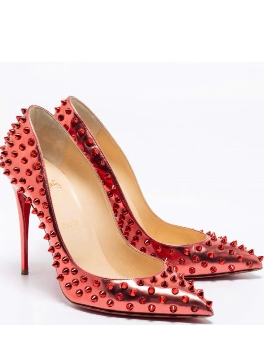 Christian Louboutin Red Patent Spike Pointed-Toe Pumps